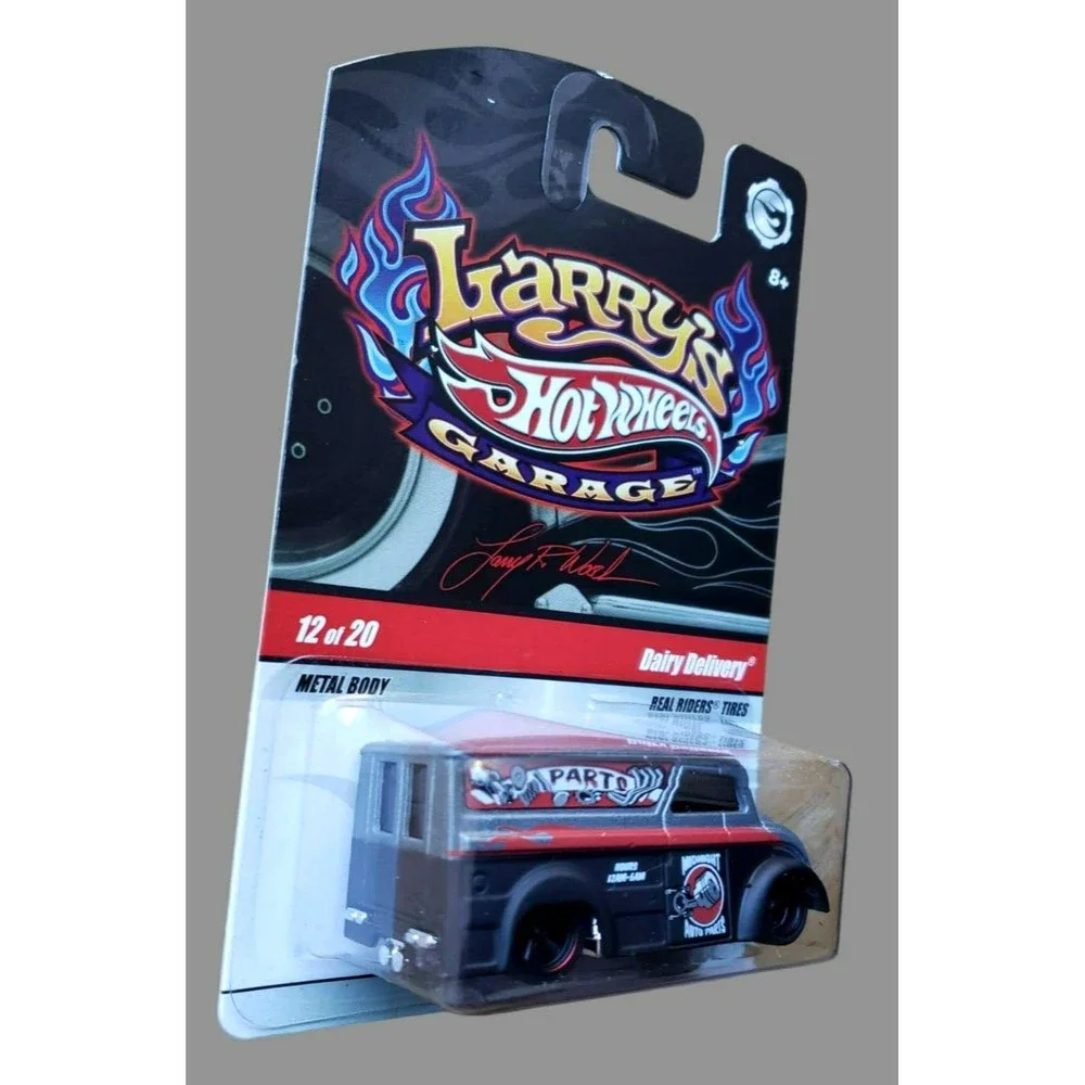 2009 Hot Wheels DAIRY DELIVERY Larry's Garage Metalflake Matte Black 12/20 1:64